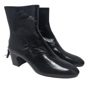 NEW MNG Mango 37 Ankle Boot Patent Leather Minimalist Goth Whimsygoth Zipper